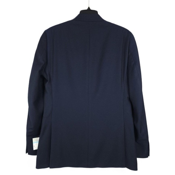 Alfani Men's Slim-Fit Stretch Tuxedo Jacket Diamond Grid Navy 46L NWT - Picture 3 of 4
